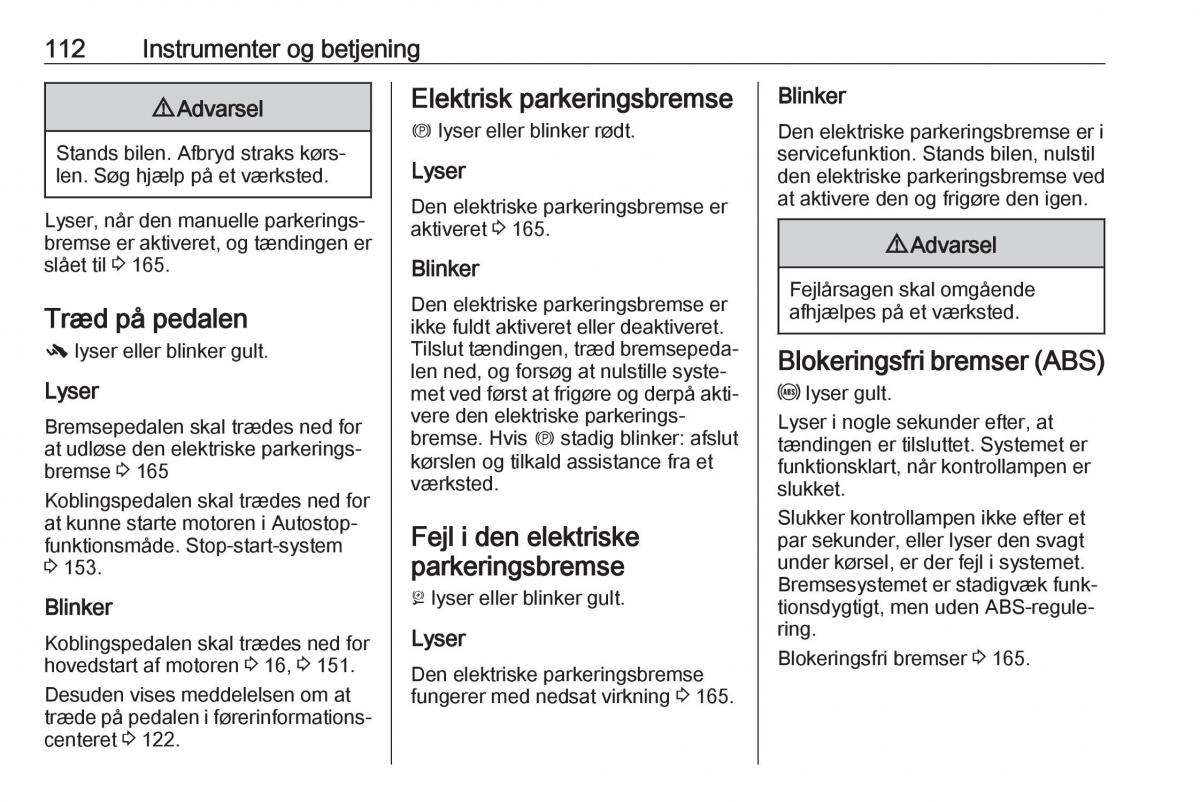 Opel Zafira C FL Bilens instruktionsbog / page 114