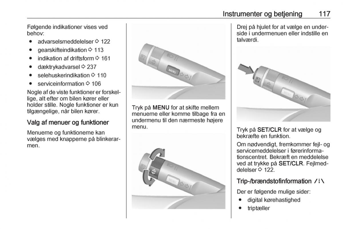 Opel Zafira C FL Bilens instruktionsbog / page 119