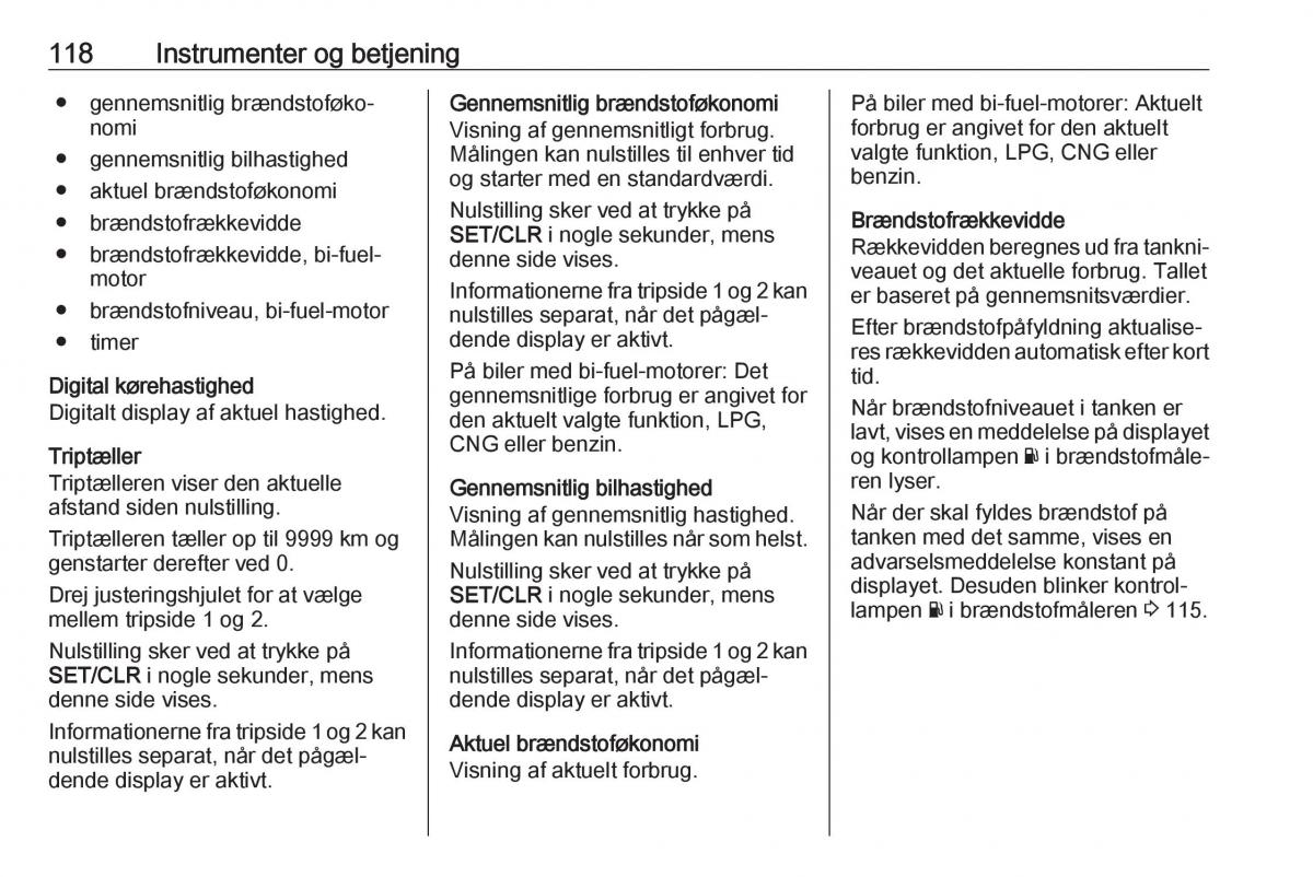 Opel Zafira C FL Bilens instruktionsbog / page 120