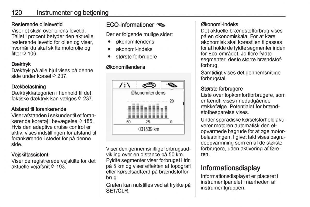 Opel Zafira C FL Bilens instruktionsbog / page 122