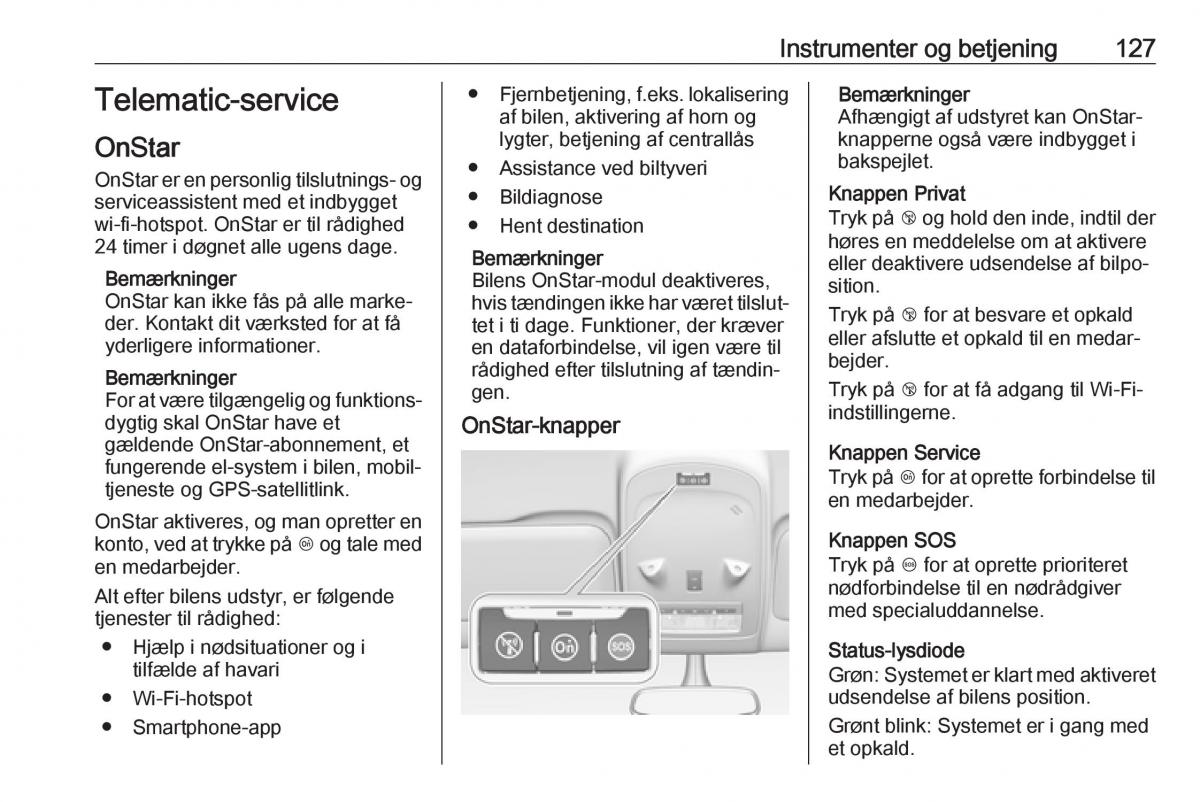 Opel Zafira C FL Bilens instruktionsbog / page 129