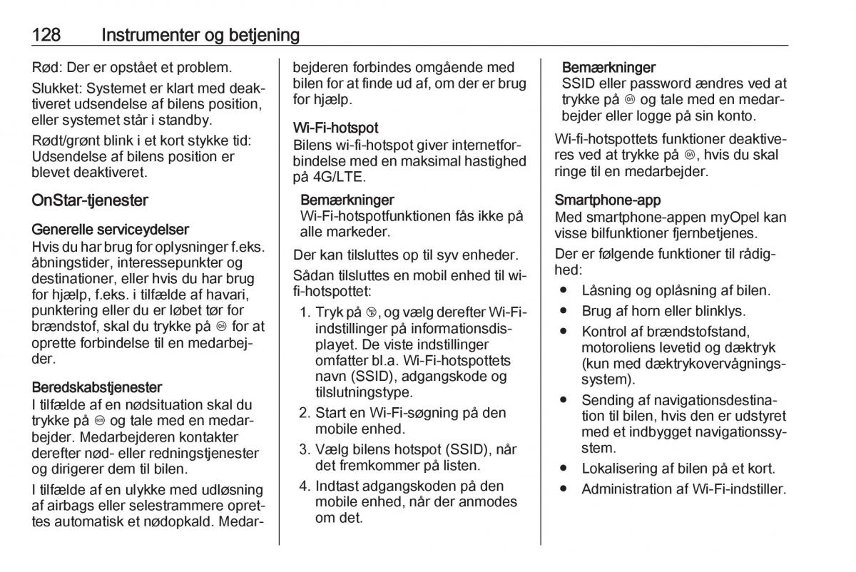 Opel Zafira C FL Bilens instruktionsbog / page 130