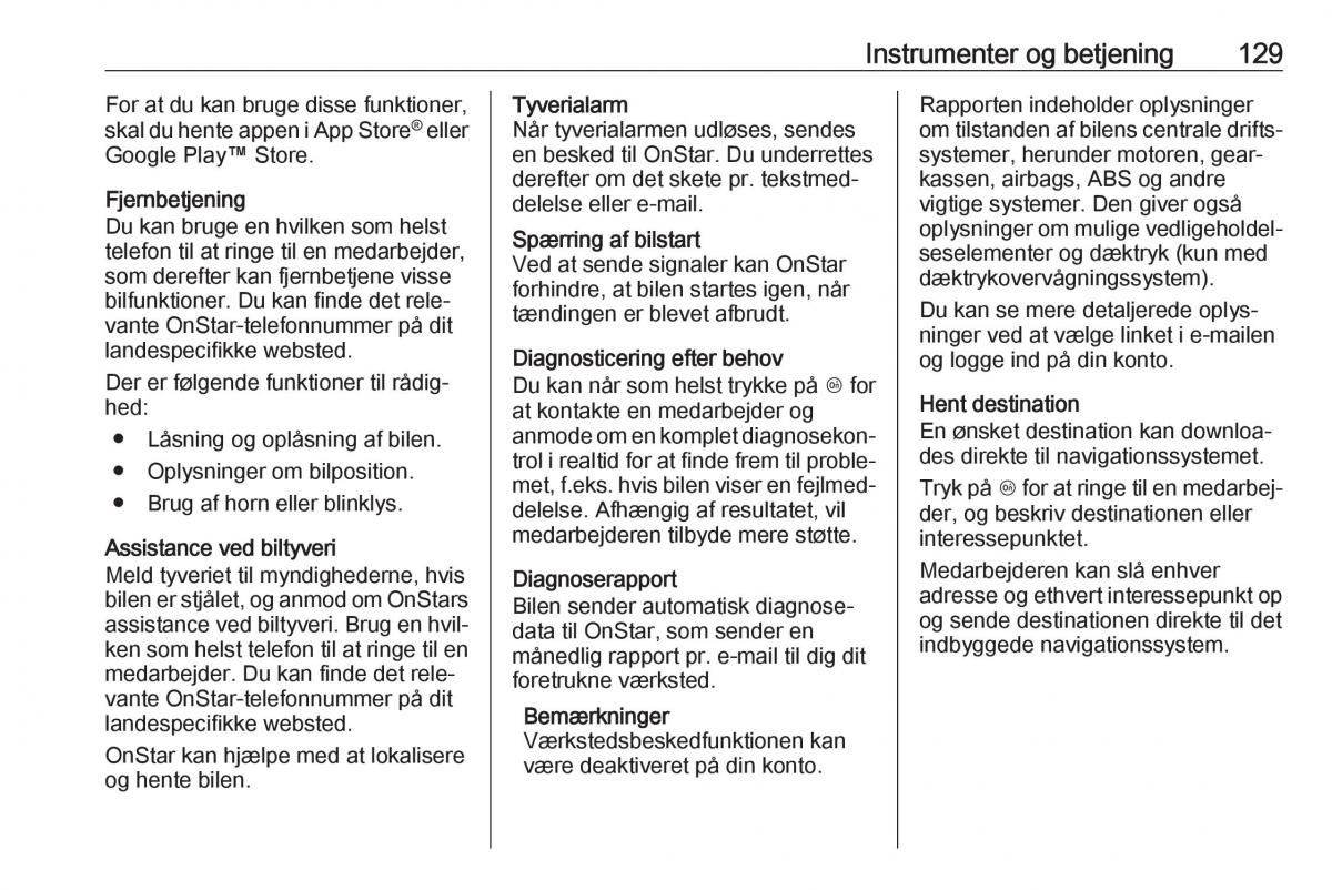 Opel Zafira C FL Bilens instruktionsbog / page 131