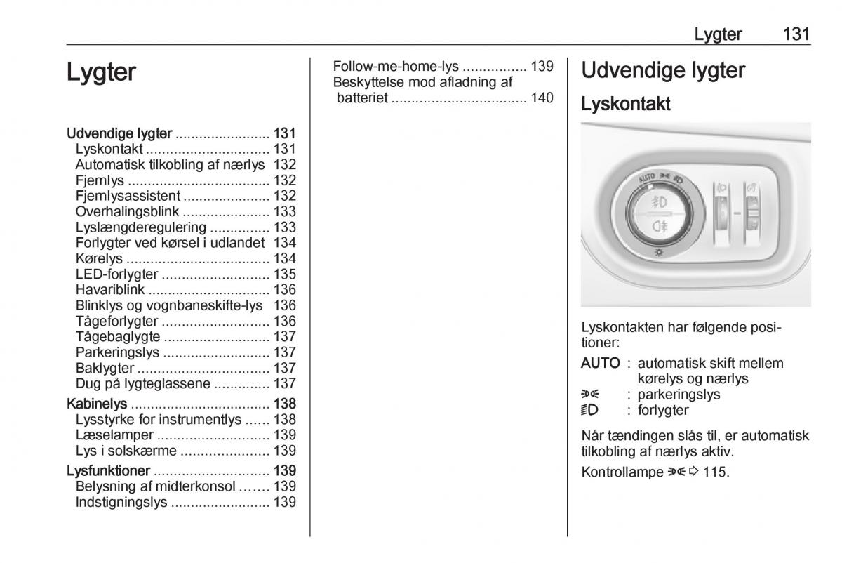 Opel Zafira C FL Bilens instruktionsbog / page 133