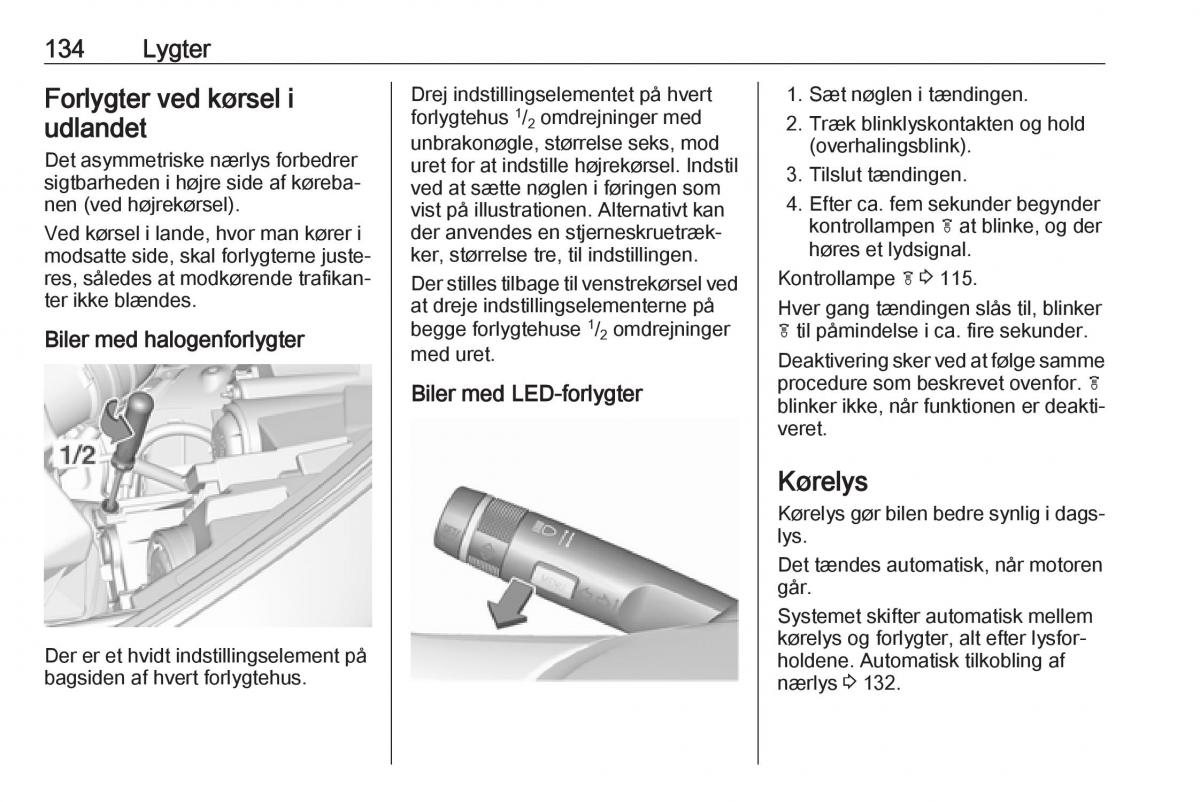 Opel Zafira C FL Bilens instruktionsbog / page 136