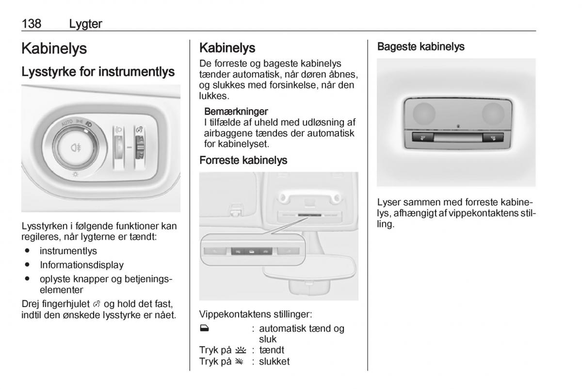 Opel Zafira C FL Bilens instruktionsbog / page 140