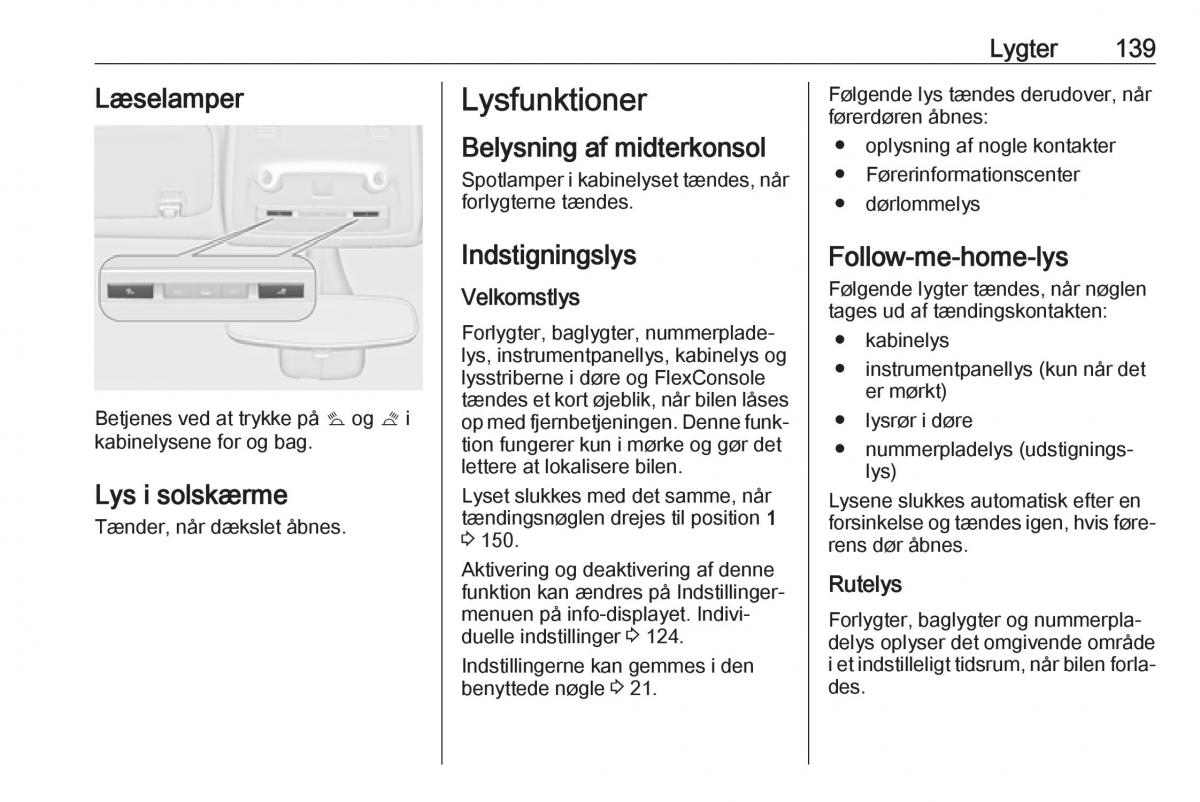 Opel Zafira C FL Bilens instruktionsbog / page 141