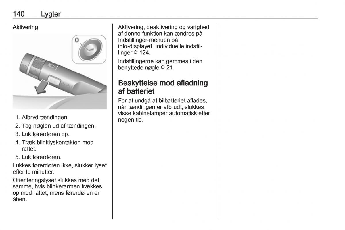 Opel Zafira C FL Bilens instruktionsbog / page 142