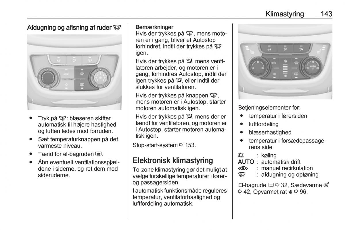 Opel Zafira C FL Bilens instruktionsbog / page 145