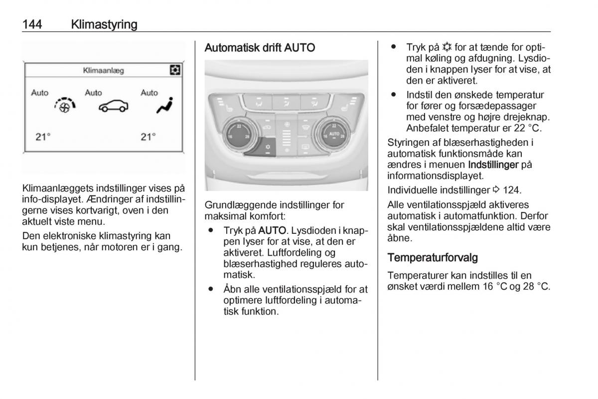 Opel Zafira C FL Bilens instruktionsbog / page 146