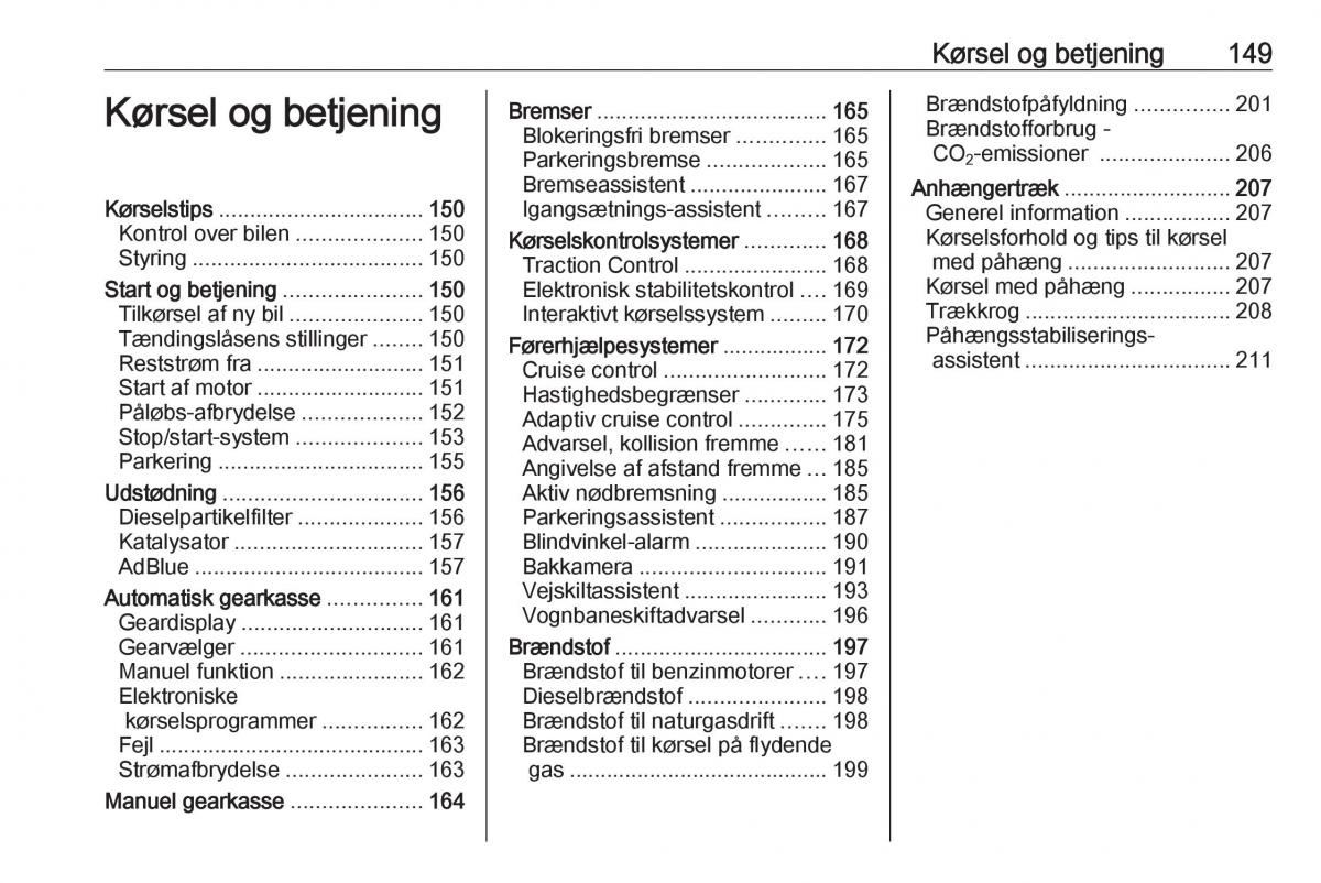 Opel Zafira C FL Bilens instruktionsbog / page 151