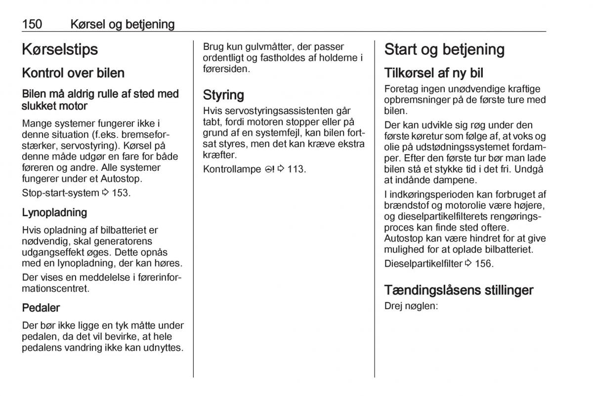 Opel Zafira C FL Bilens instruktionsbog / page 152