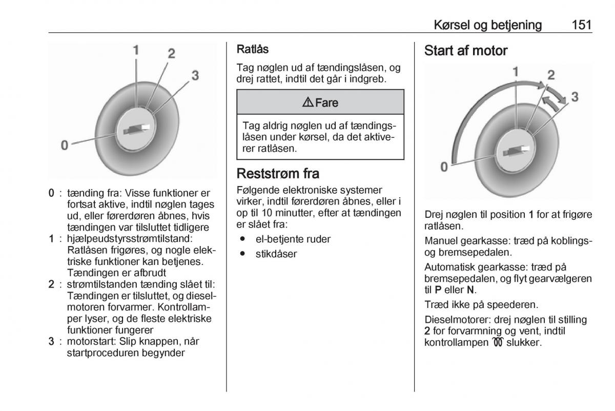 Opel Zafira C FL Bilens instruktionsbog / page 153