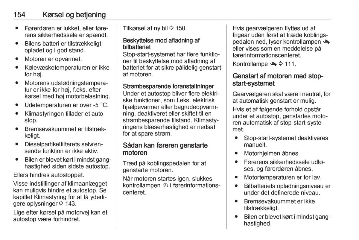 Opel Zafira C FL Bilens instruktionsbog / page 156