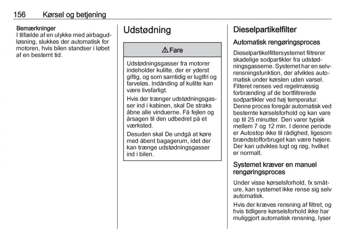 Opel Zafira C FL Bilens instruktionsbog / page 158