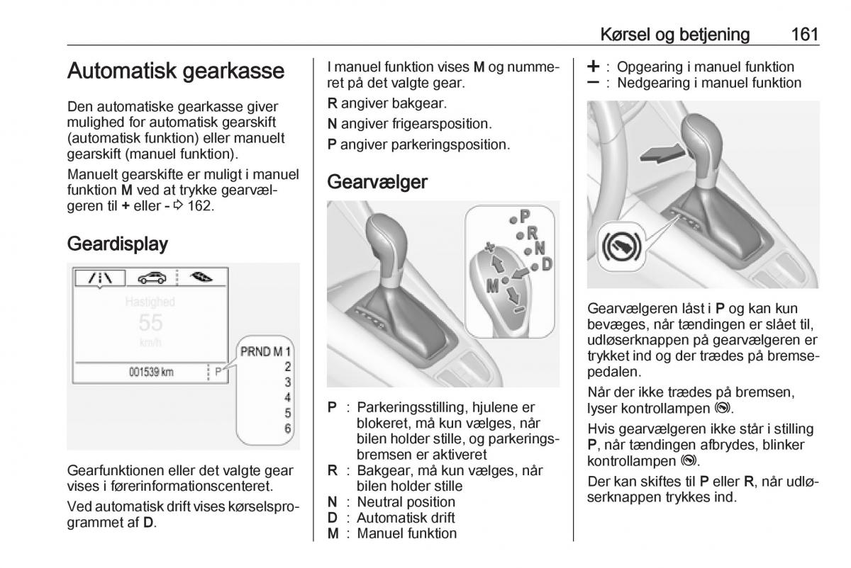 Opel Zafira C FL Bilens instruktionsbog / page 163