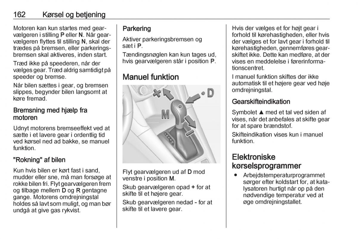 Opel Zafira C FL Bilens instruktionsbog / page 164