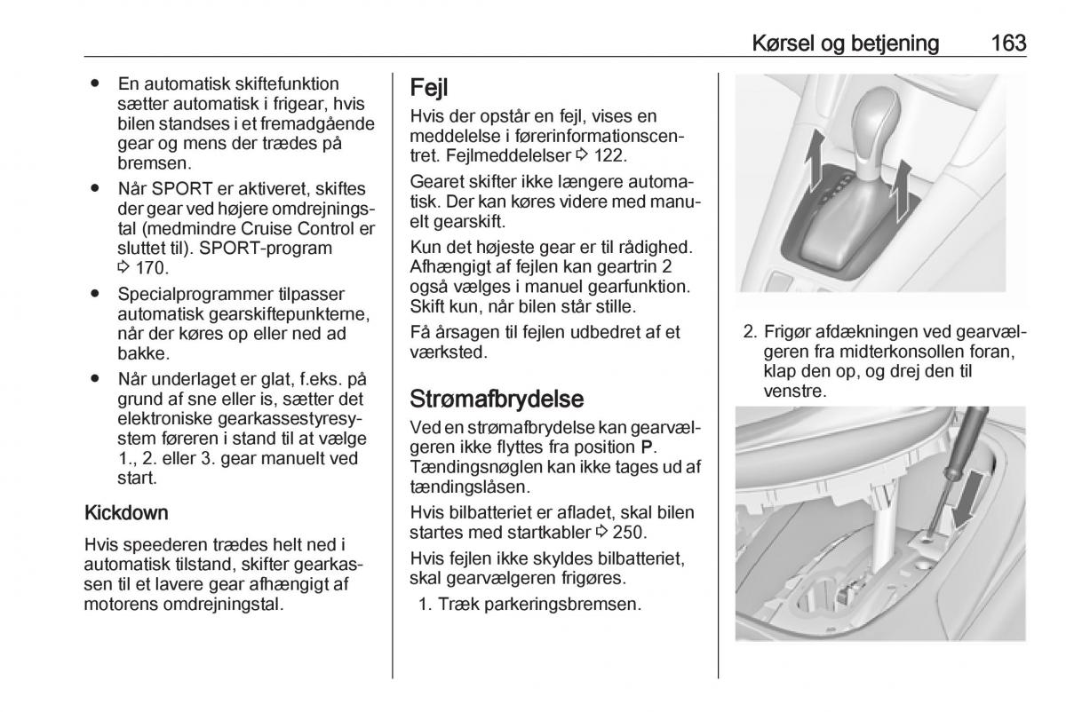 Opel Zafira C FL Bilens instruktionsbog / page 165