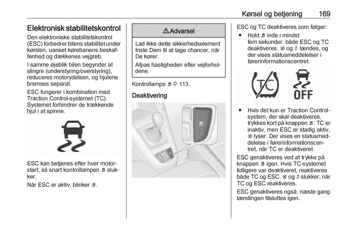 Opel Zafira C FL Bilens instruktionsbog / page 171