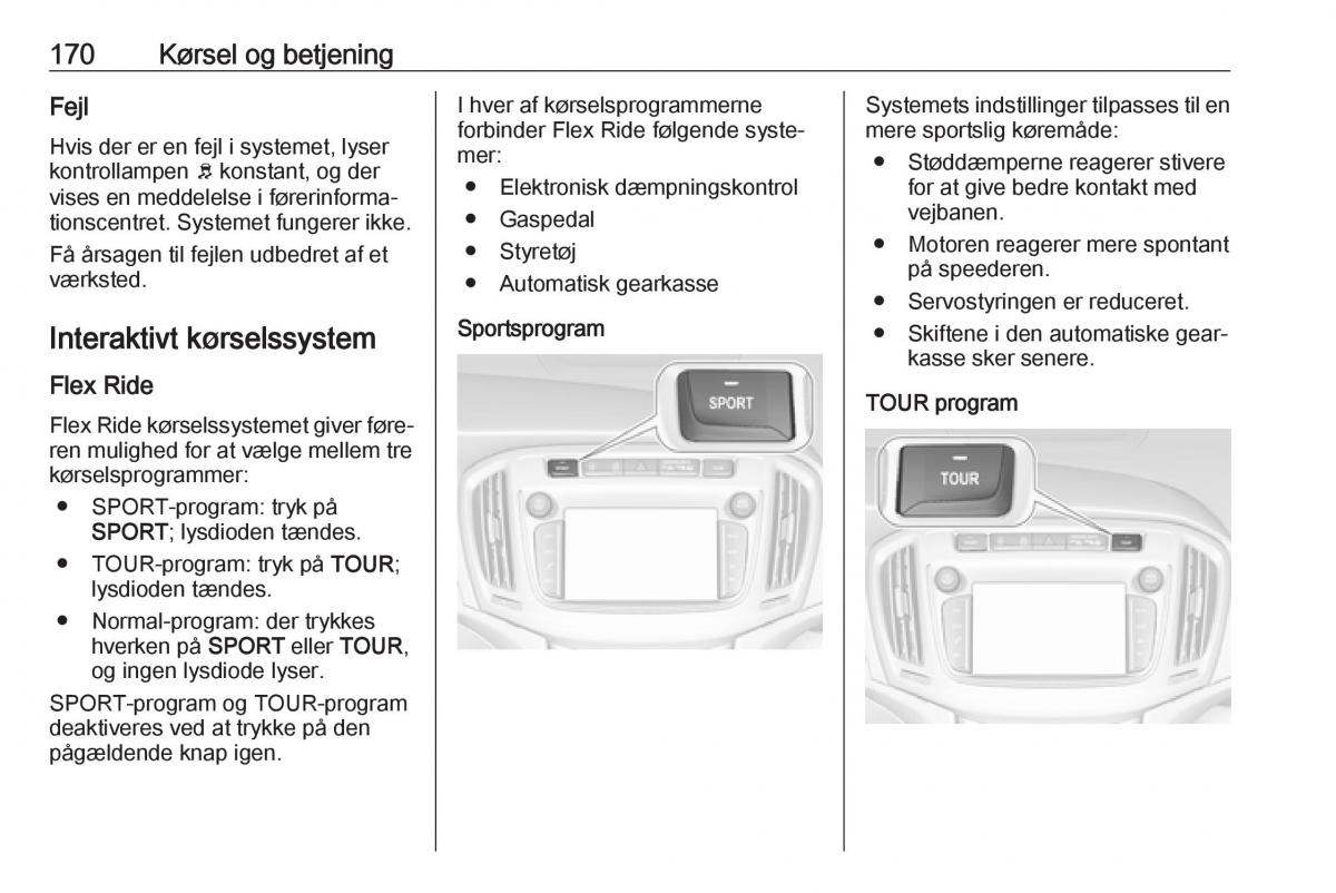 Opel Zafira C FL Bilens instruktionsbog / page 172