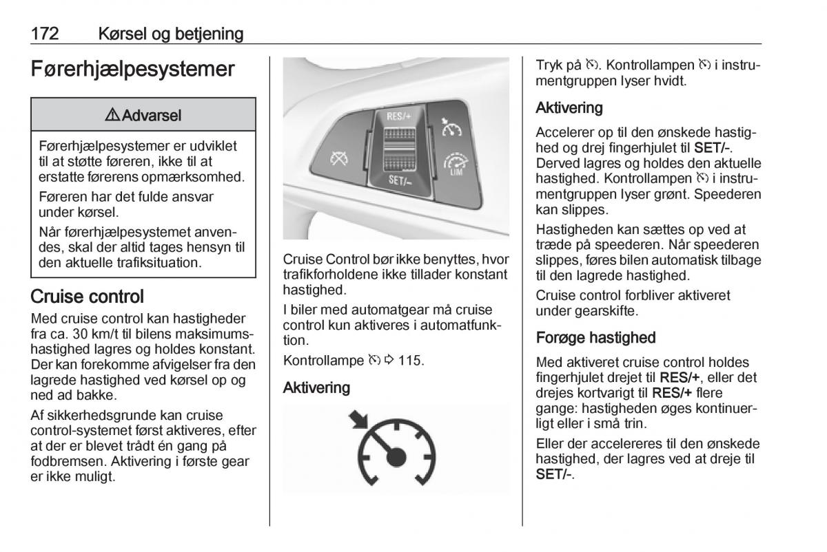 Opel Zafira C FL Bilens instruktionsbog / page 174