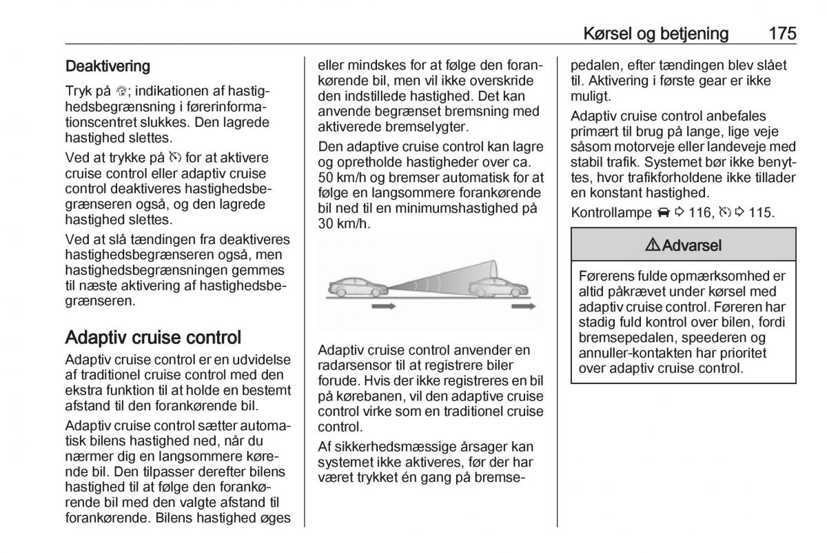 Opel Zafira C FL Bilens instruktionsbog / page 177