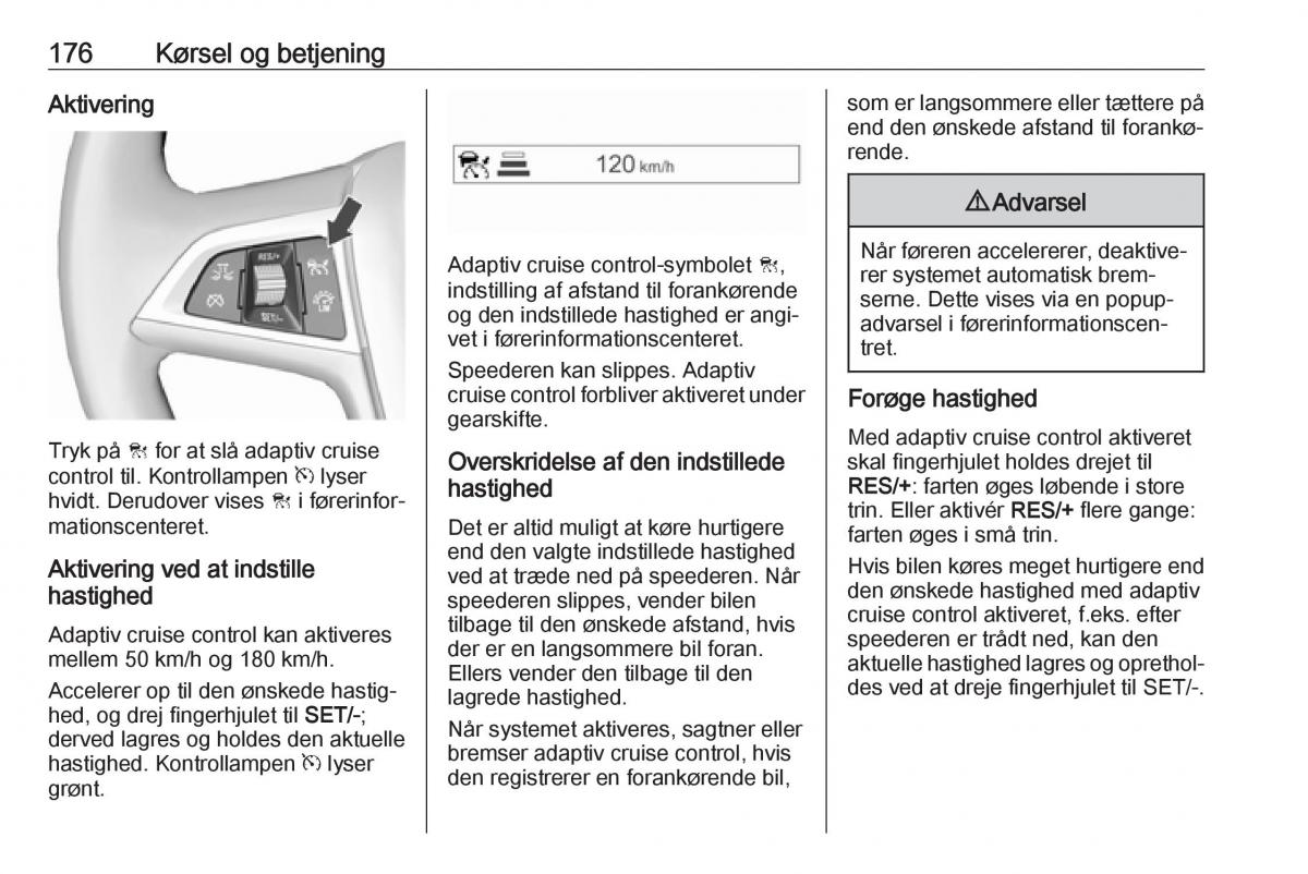 Opel Zafira C FL Bilens instruktionsbog / page 178