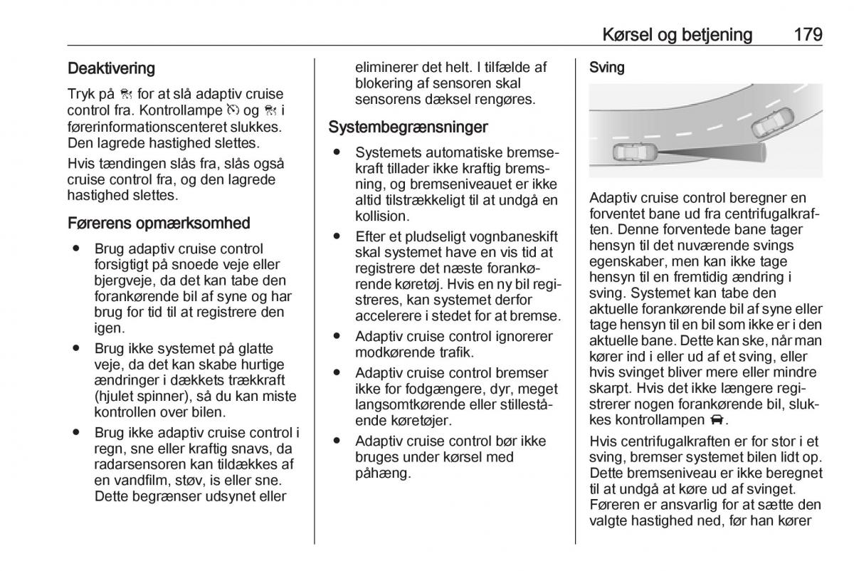 Opel Zafira C FL Bilens instruktionsbog / page 181