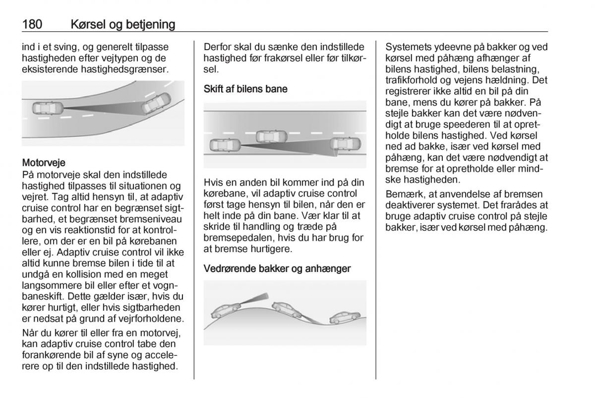 Opel Zafira C FL Bilens instruktionsbog / page 182