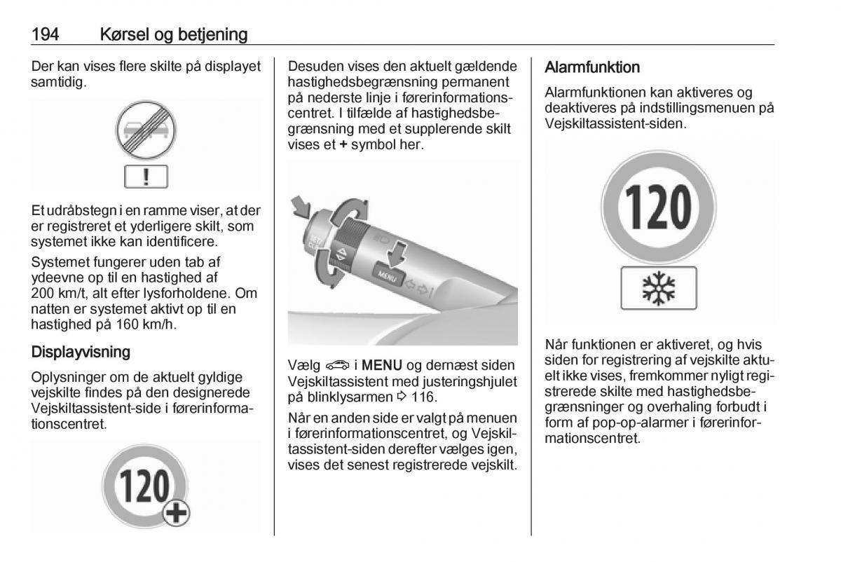 Opel Zafira C FL Bilens instruktionsbog / page 196