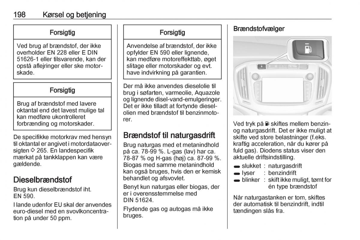 Opel Zafira C FL Bilens instruktionsbog / page 200