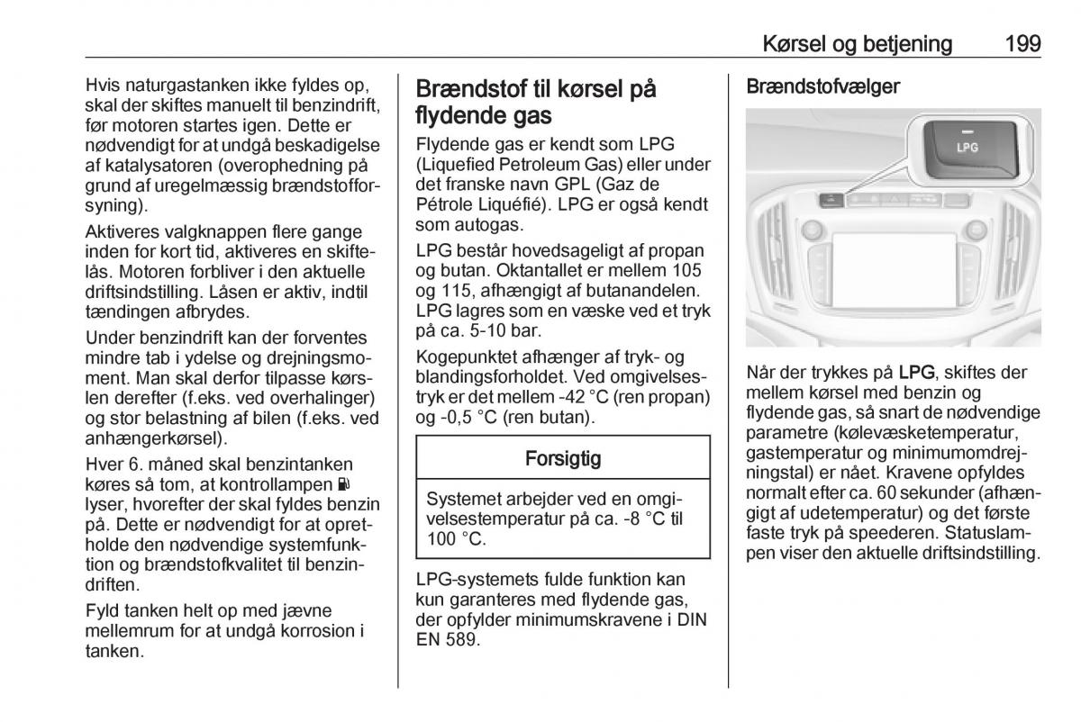 Opel Zafira C FL Bilens instruktionsbog / page 201