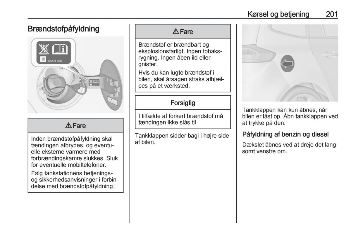 Opel Zafira C FL Bilens instruktionsbog / page 203