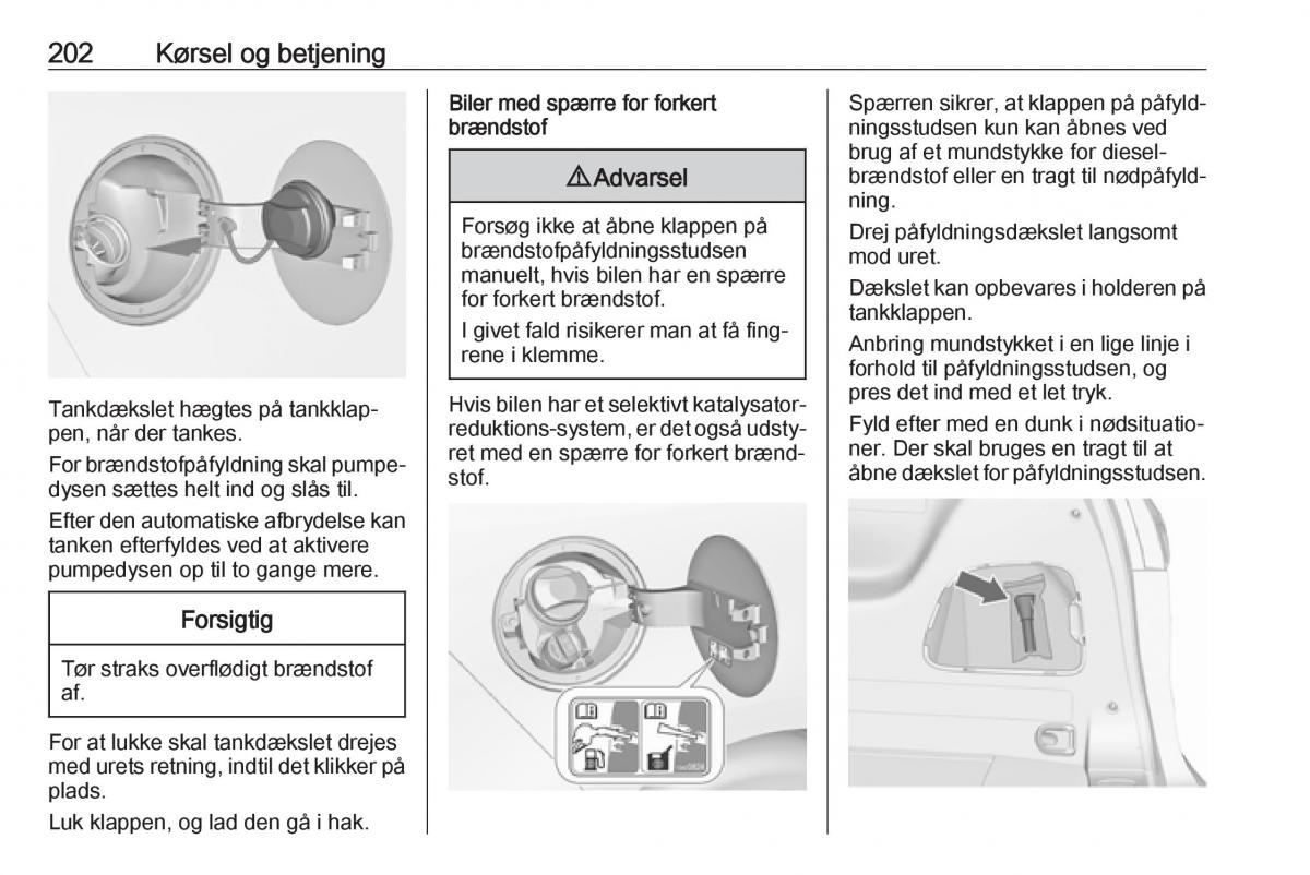 Opel Zafira C FL Bilens instruktionsbog / page 204