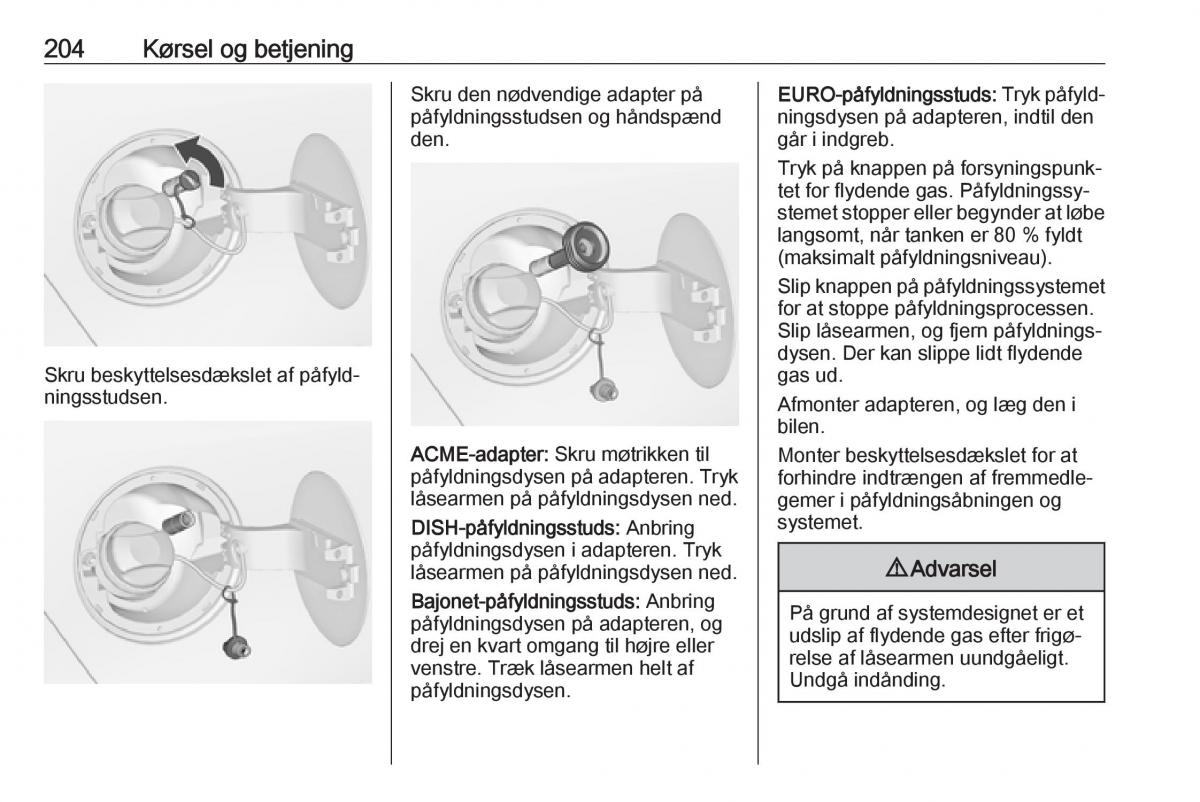 Opel Zafira C FL Bilens instruktionsbog / page 206