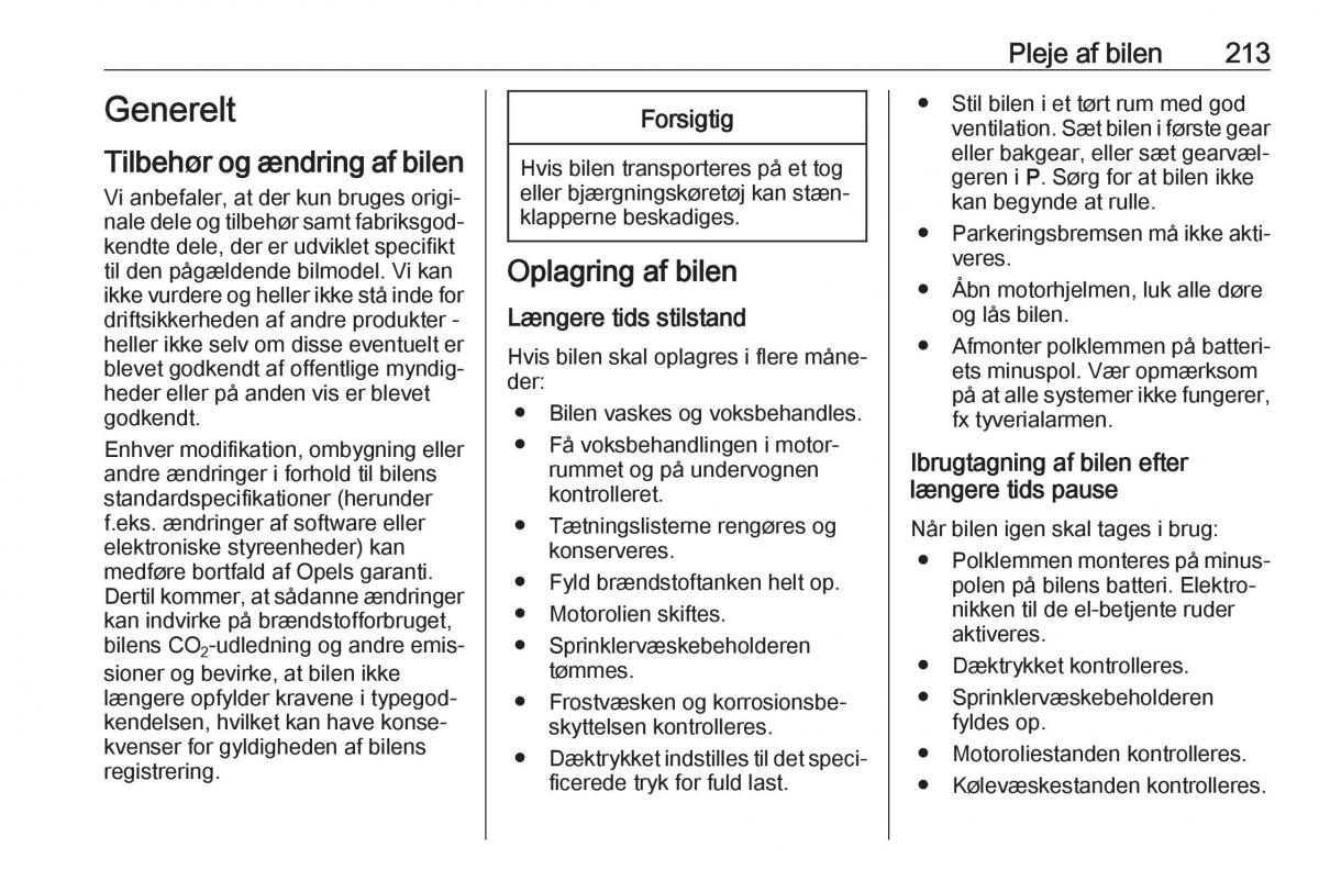 Opel Zafira C FL Bilens instruktionsbog / page 215