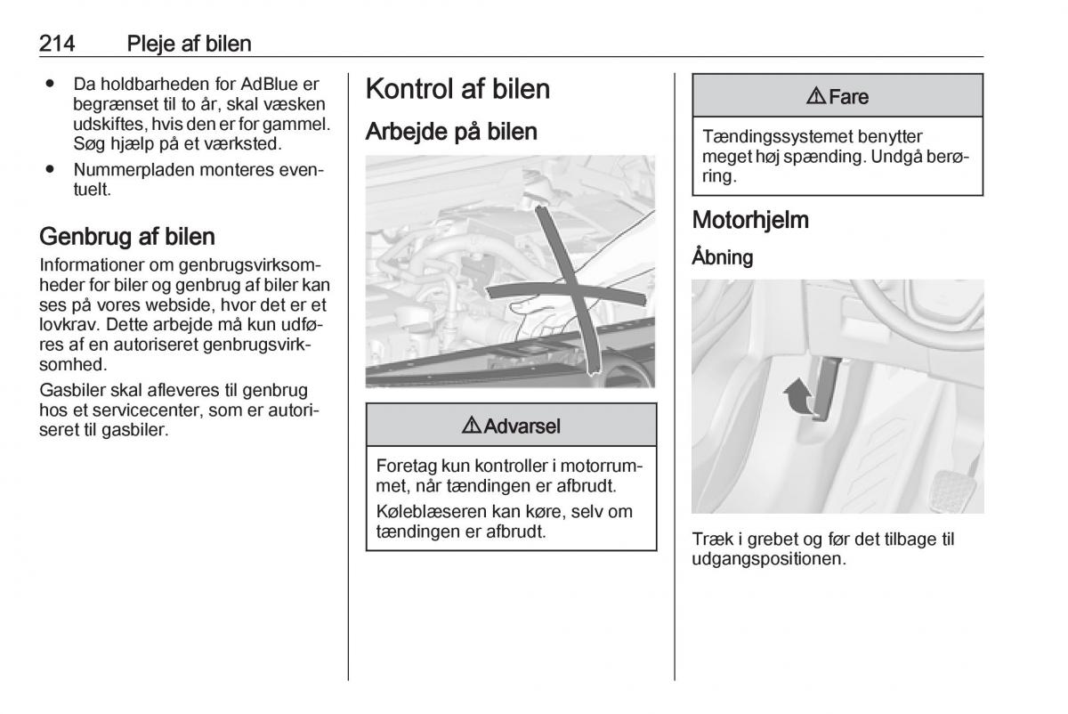 Opel Zafira C FL Bilens instruktionsbog / page 216