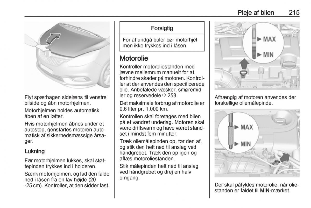 Opel Zafira C FL Bilens instruktionsbog / page 217