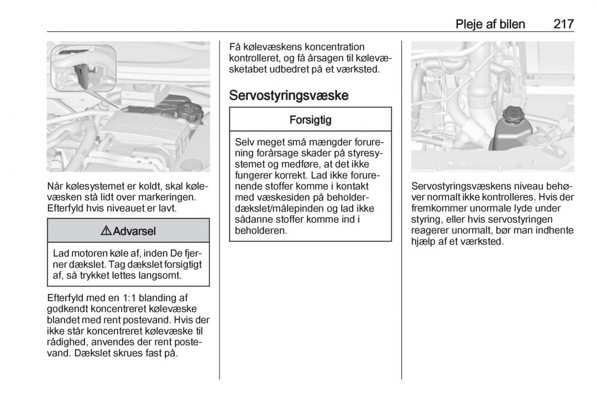 Opel Zafira C FL Bilens instruktionsbog / page 219