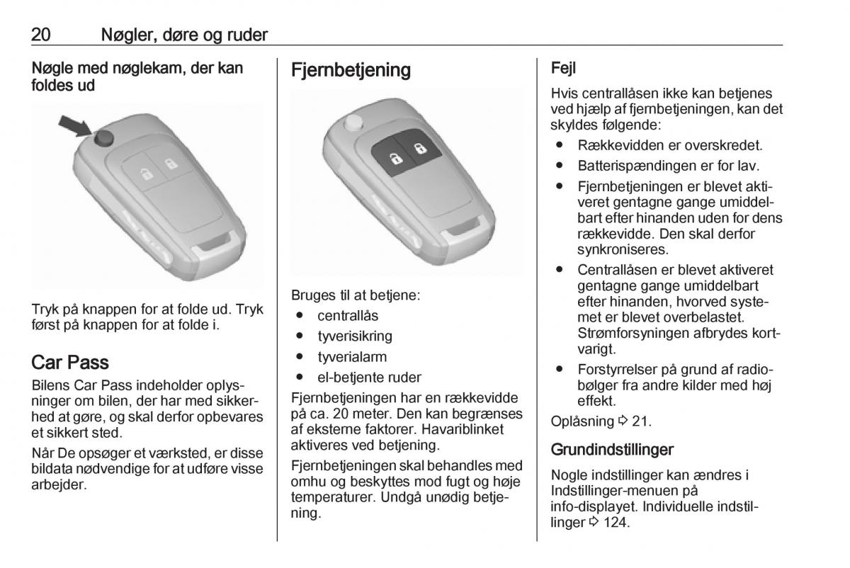 Opel Zafira C FL Bilens instruktionsbog / page 22