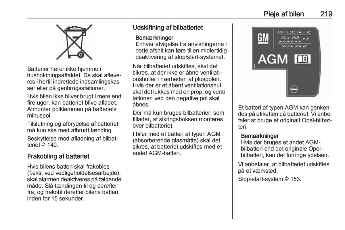 Opel Zafira C FL Bilens instruktionsbog / page 221