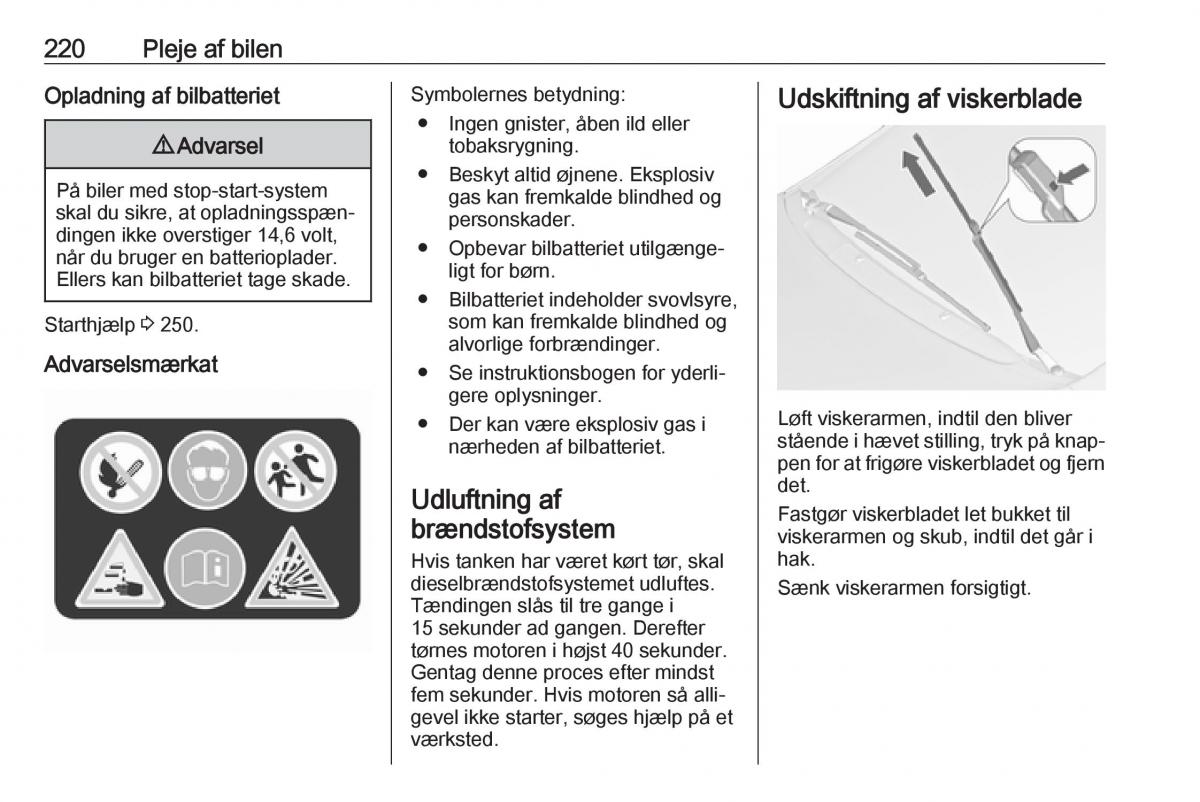 Opel Zafira C FL Bilens instruktionsbog / page 222