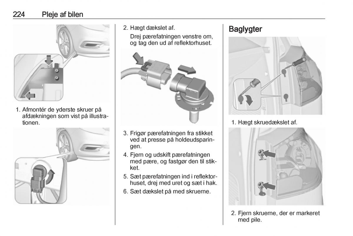 Opel Zafira C FL Bilens instruktionsbog / page 226