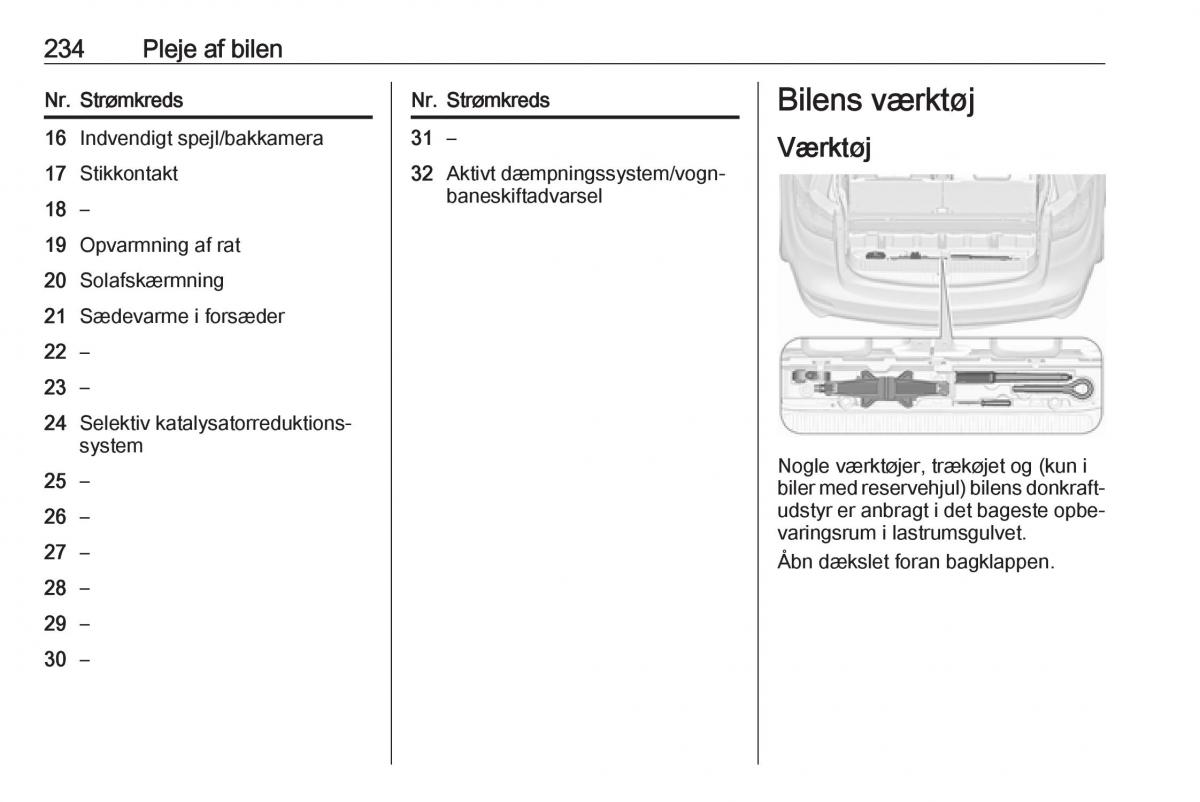 Opel Zafira C FL Bilens instruktionsbog / page 236