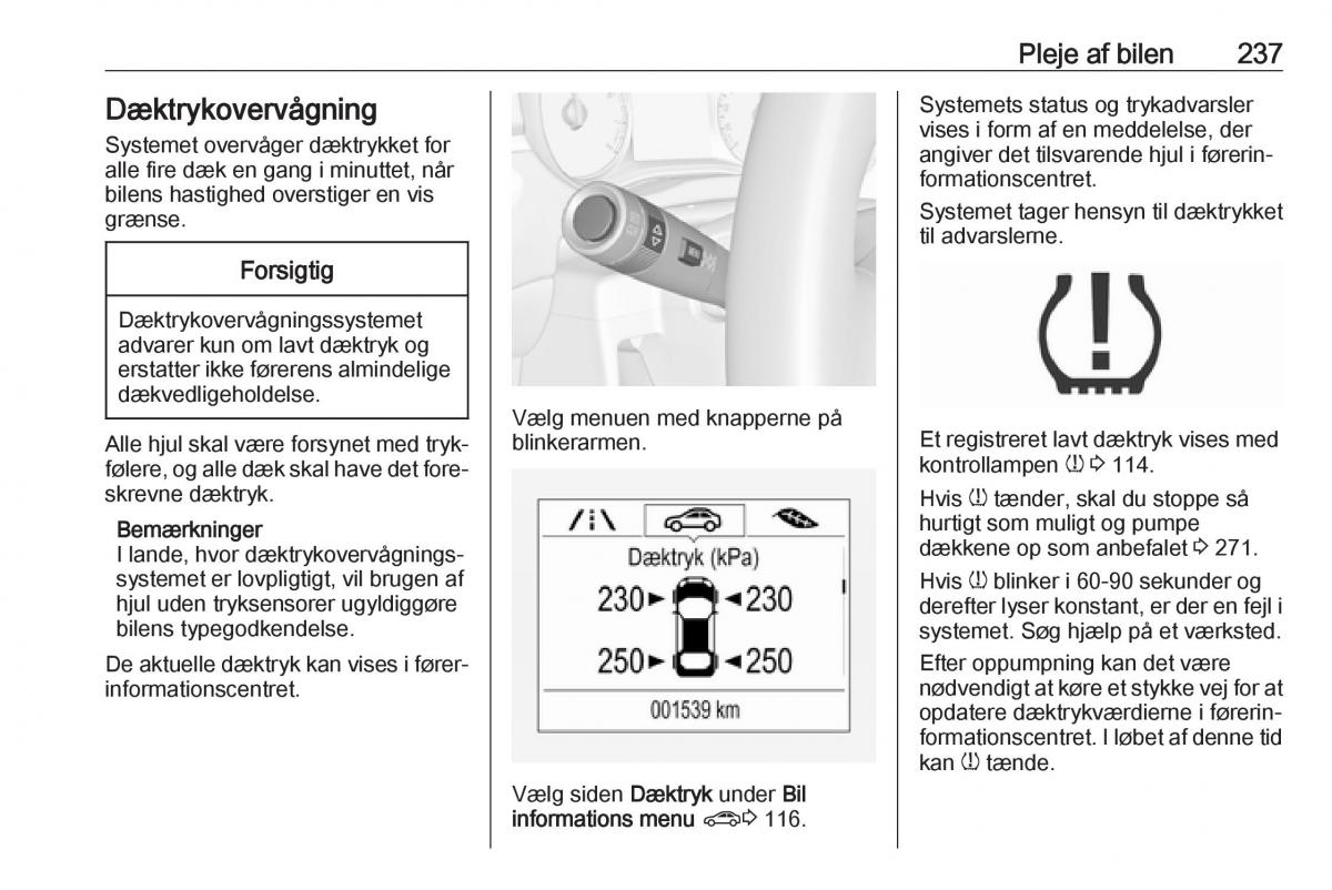 Opel Zafira C FL Bilens instruktionsbog / page 239