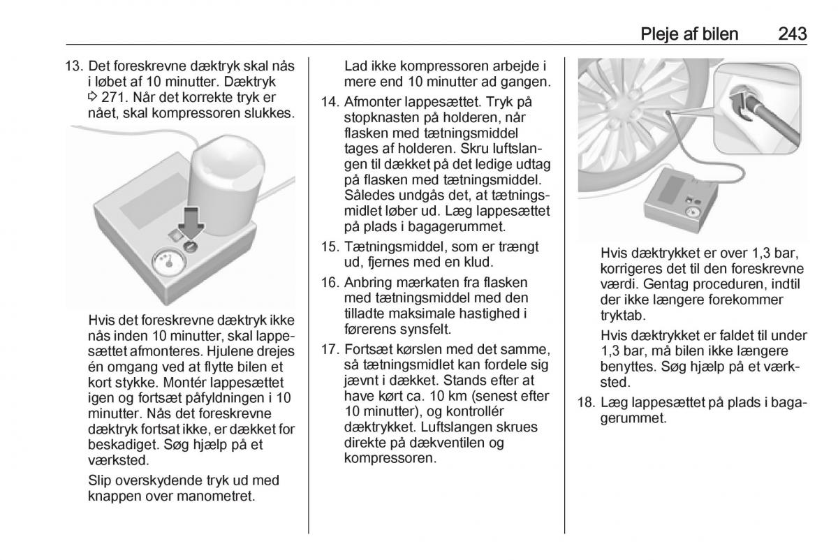 Opel Zafira C FL Bilens instruktionsbog / page 245