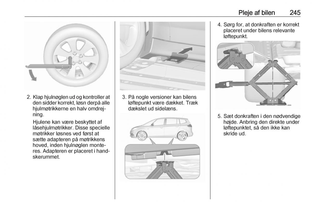 Opel Zafira C FL Bilens instruktionsbog / page 247