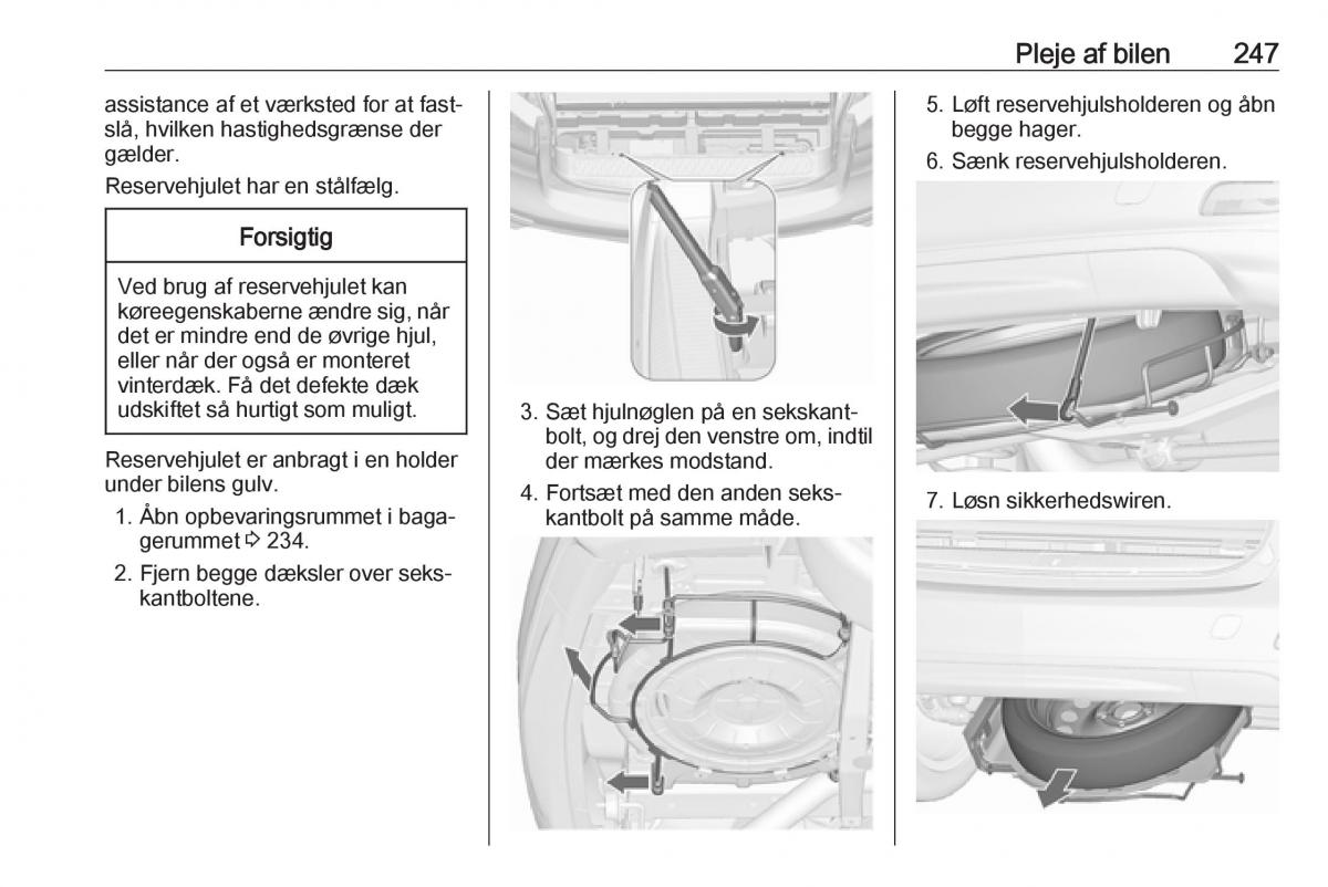 Opel Zafira C FL Bilens instruktionsbog / page 249