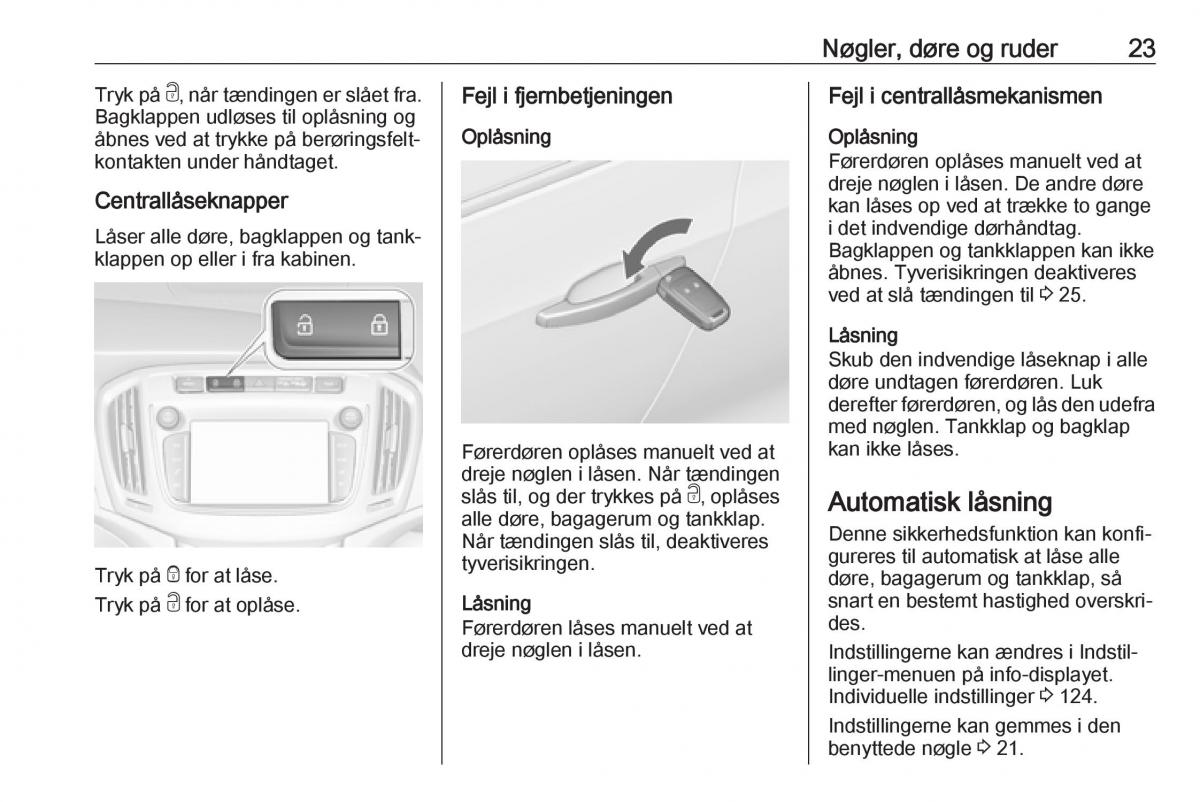 Opel Zafira C FL Bilens instruktionsbog / page 25