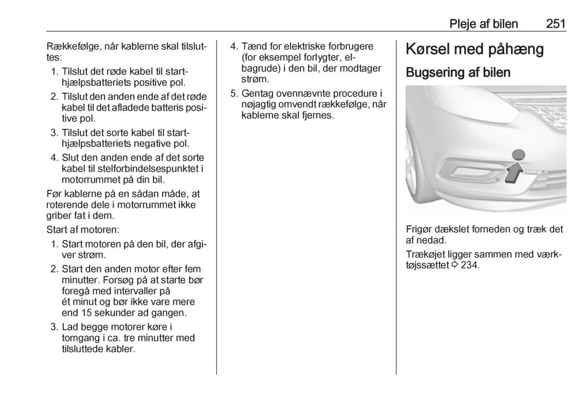 Opel Zafira C FL Bilens instruktionsbog / page 253